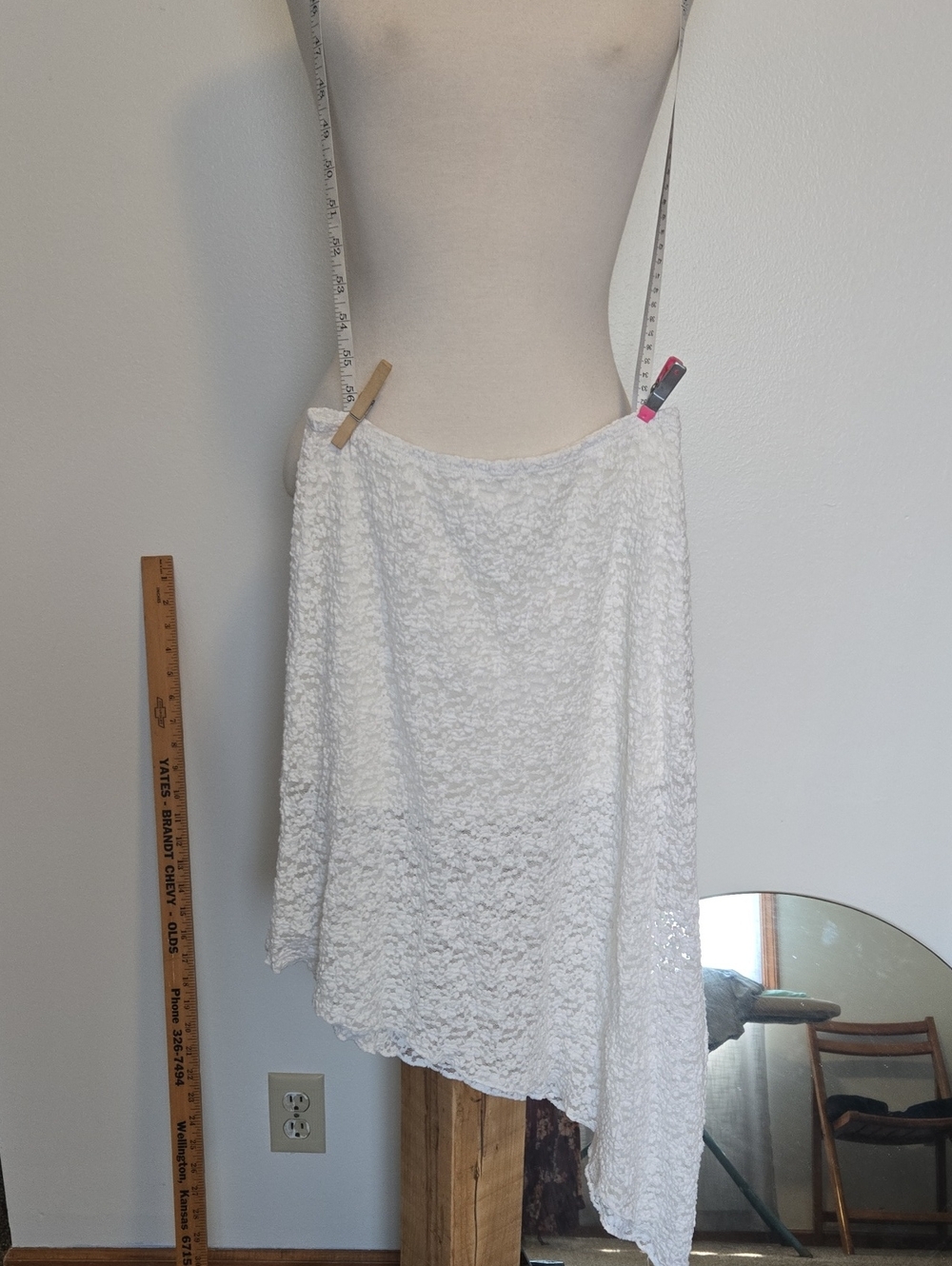 White Lace Asymmetric Women's Skirt